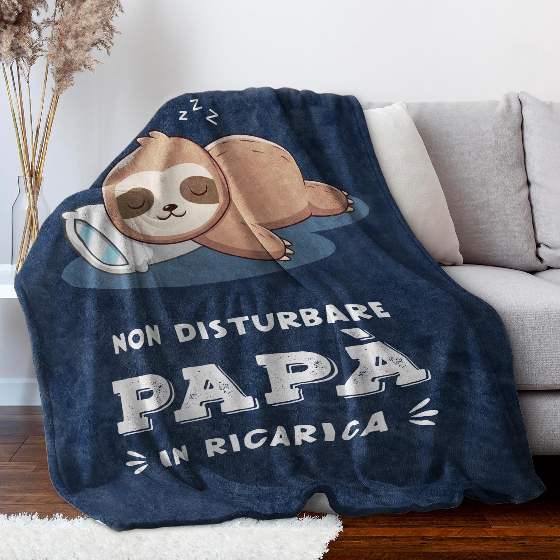 Niyewsor Regalo per Papà Coperta, Regalo Papa Compleanno, Festa del Papà, Natale Regali per Papa, Bradipo Coperta Flanella 130 x 150cm