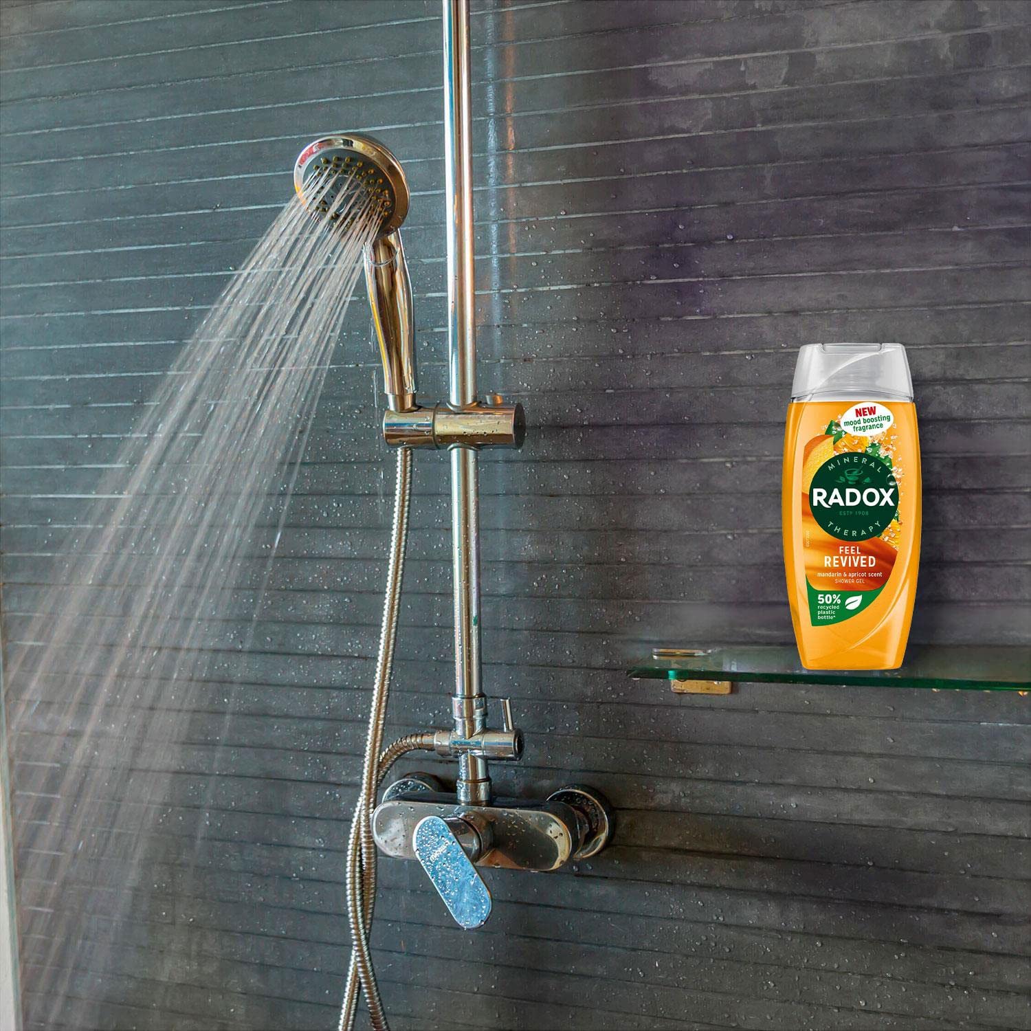 Radox Mineral Therapy Feel Revived Shower Gel with Mandarin & Apricot Scent - 225ml (Pack of 3)