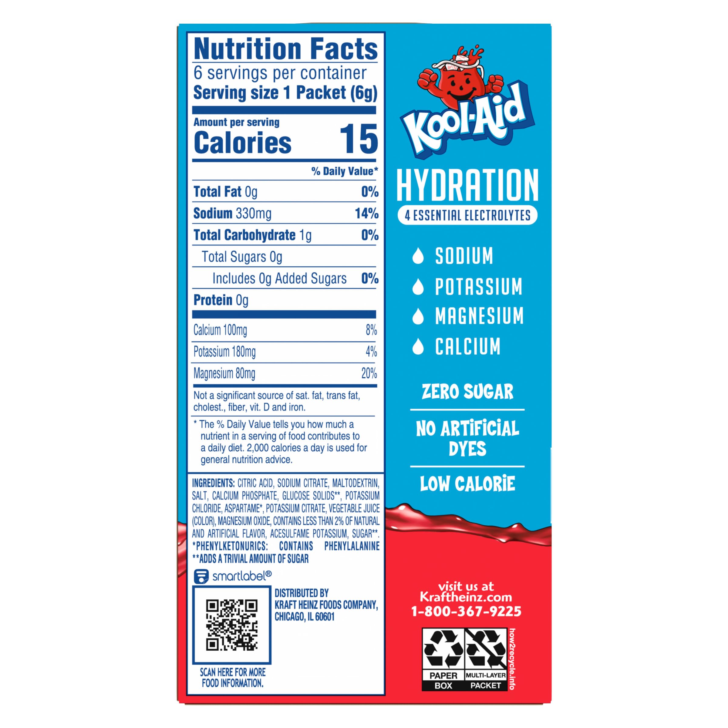 Kool-Aid Hydration Tropical Punch Artificially Flavored Drink Mix, 6 ct On-the-Go-Packets, 1.32 oz Box