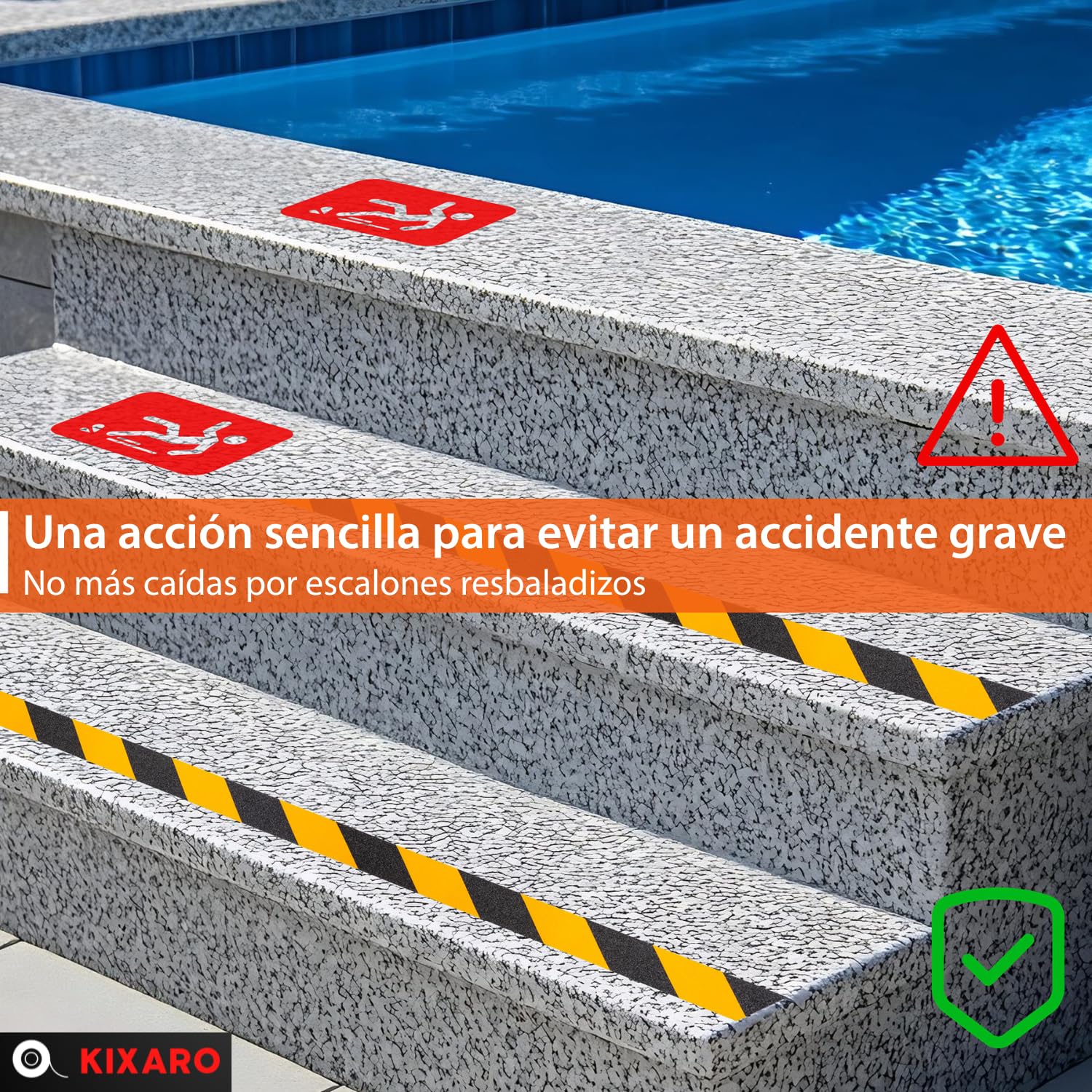 Cinta Antideslizante Escaleras Piscina Bañera Suelo 10m x 5cm Cinta Antideslizante Adhesiva Amarillo Negro x2 Rollos Tiras Antideslizantes Exterior Interior ✯GARANTÍA VIDA✯ Antideslizante Escalera