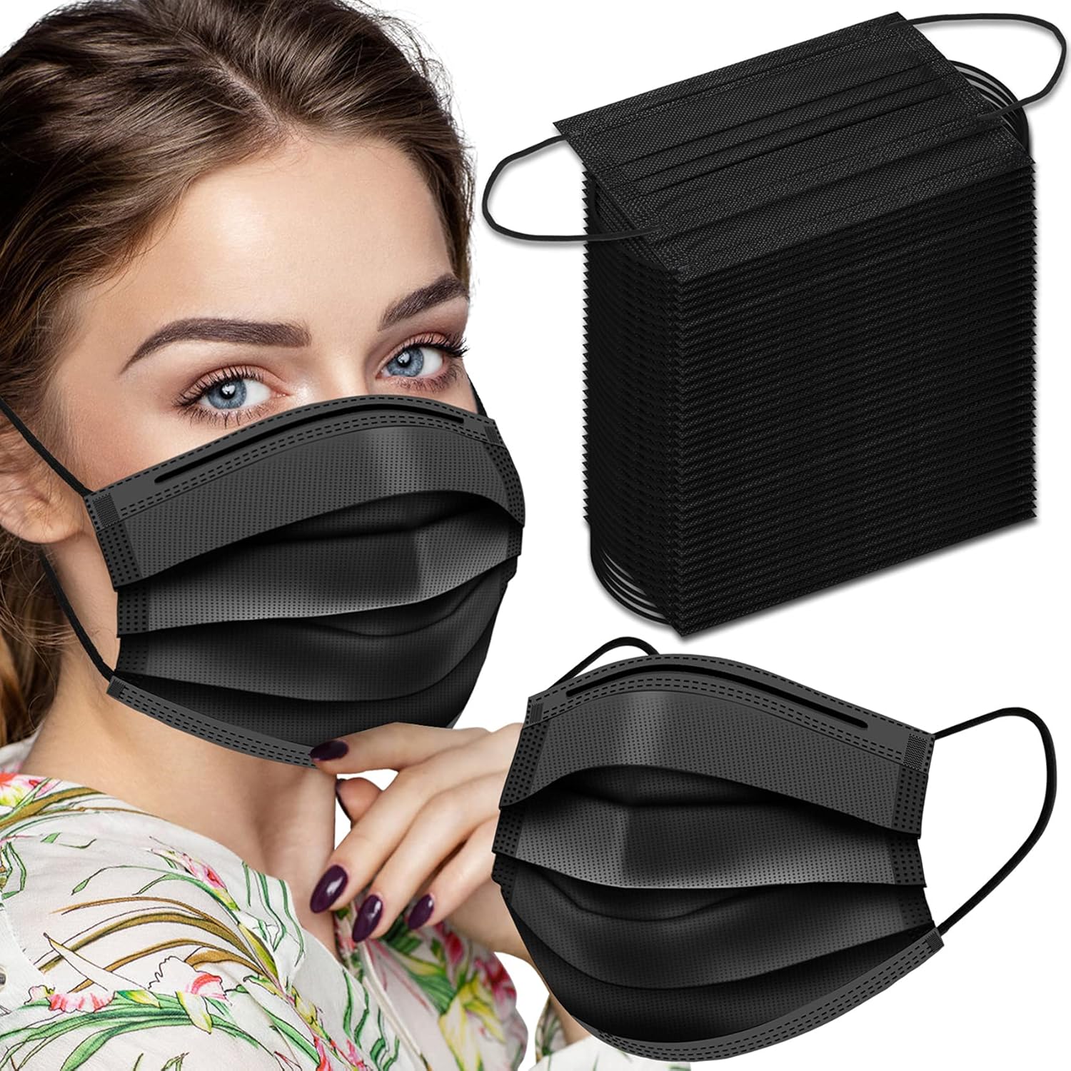 Black Disposable Face Masks, 100 Pack Disposable Face Masks Disposable Masks : Industrial & Scientific