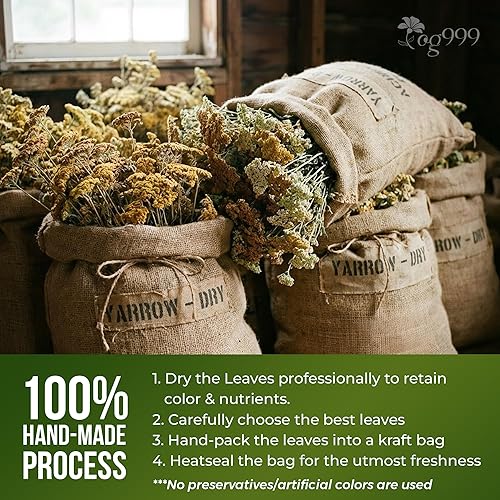 Miniatura 7 de TOG999, Hojas de Té de Milenrama 8oz  Té Herbal Premium  Naturalmente Aromático, Hojas Sueltas de Milenrama Recién Empaquetadas  De Origen