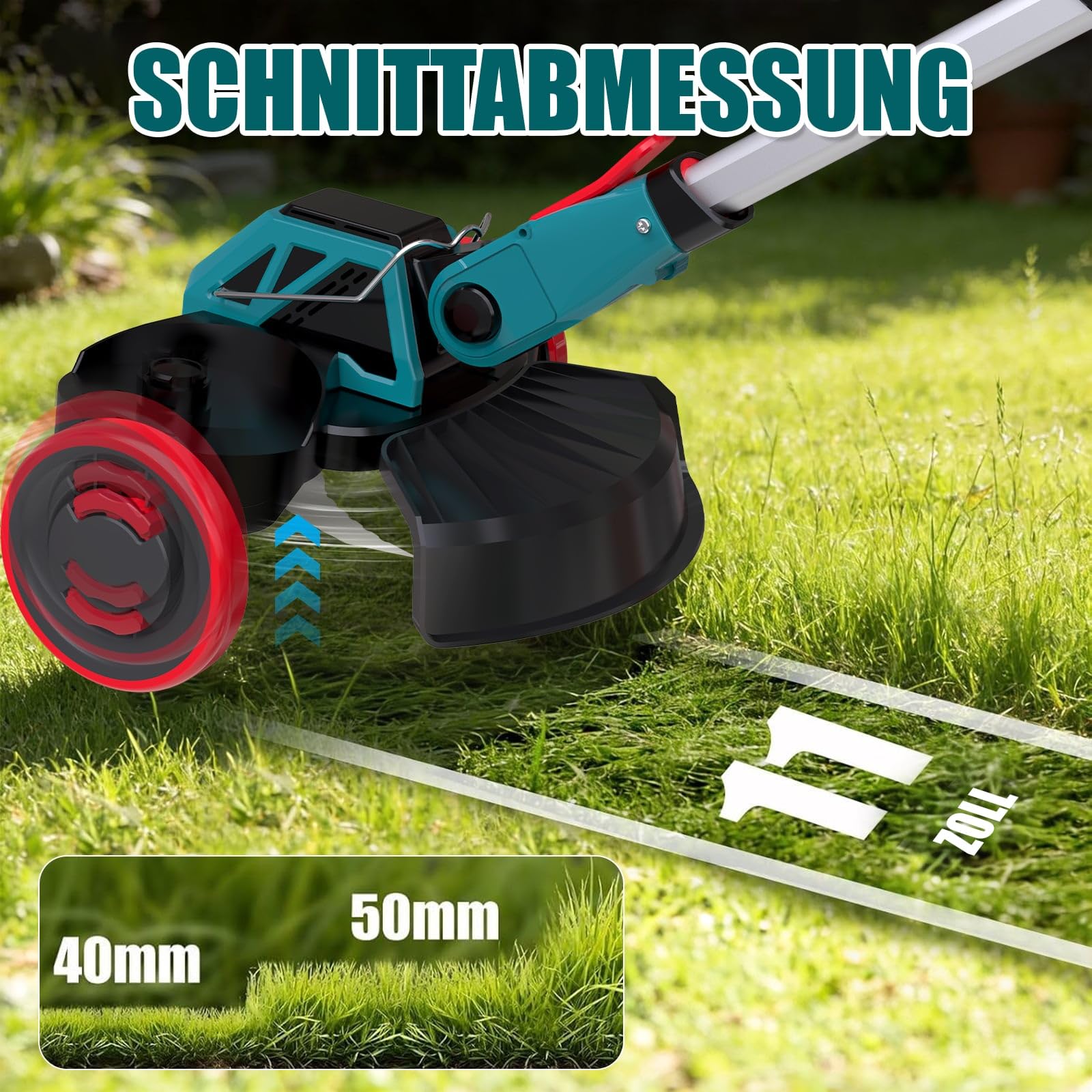 Akku Rasentrimmer für Makita Akkus, 3-in-1 kantenschneider & Rasentrimmer mit Unkrautbürste, Rasenkantenschneider, Freischneider Akku, Motorsense Akku - Inkl. 2 X 21V 4.0Ah Batterie & Ladegerät