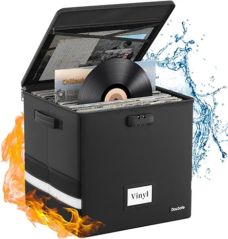 DocSafe Vinyl Record Storage Box with Lock,Fireproof&Water Resistant...