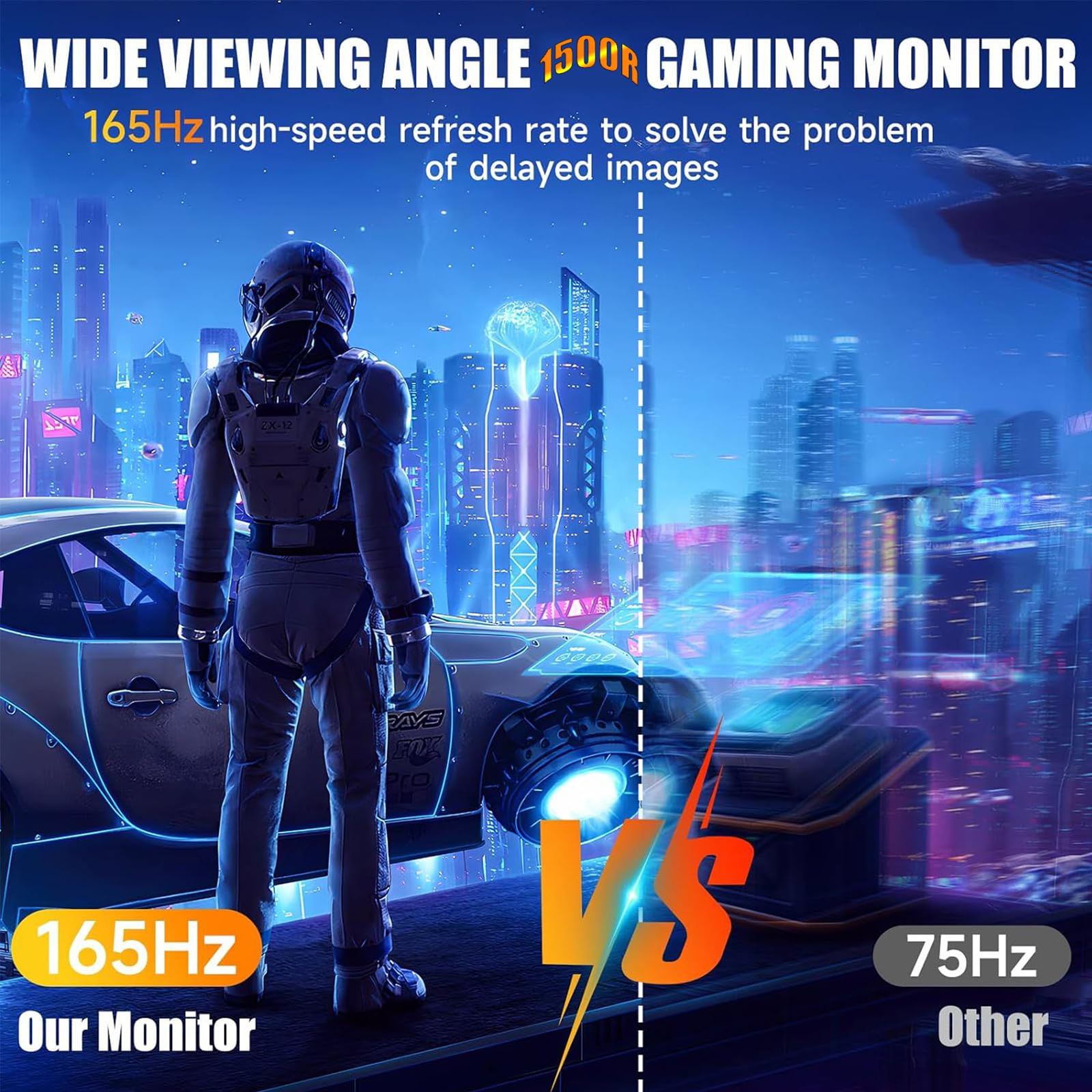 XGaming Gaming Monitor 27 Pollici Curvo (R1500) 165Hz, QHD 2560x1440,Curvo Monitor Gaming,sRGB 99%, HDR, PC Monitor, FreeSync, Flicker Free,HDMI 2.0,DisplayPort,Senza altoparlante incorporato