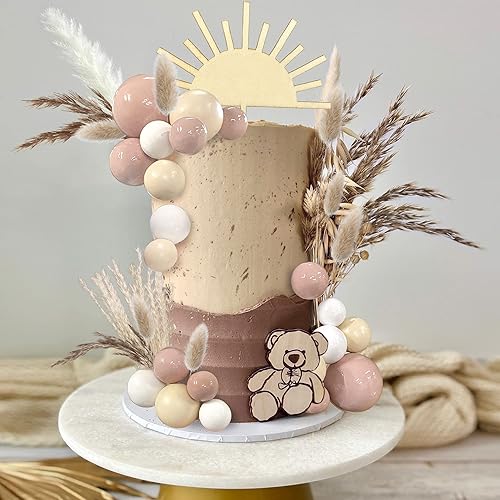 Miniatura 5 de 51 adornos bohemios de madera para tartas de sol, mini bolas, decoración para tartas de pampas, varios pastos secos de pampas, cola de conejo,