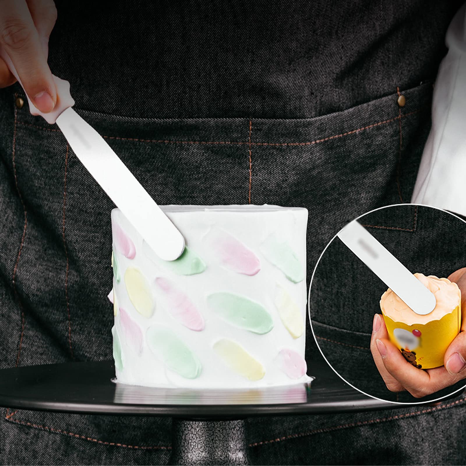 caihuashopping Teigschaber 3-teilige Kuchen Spatel Set Edelstahl Backen Spatel mit Kunststoffgriff Creme Spatel Mehrzweck Backwerkzeug Spatel Spatel