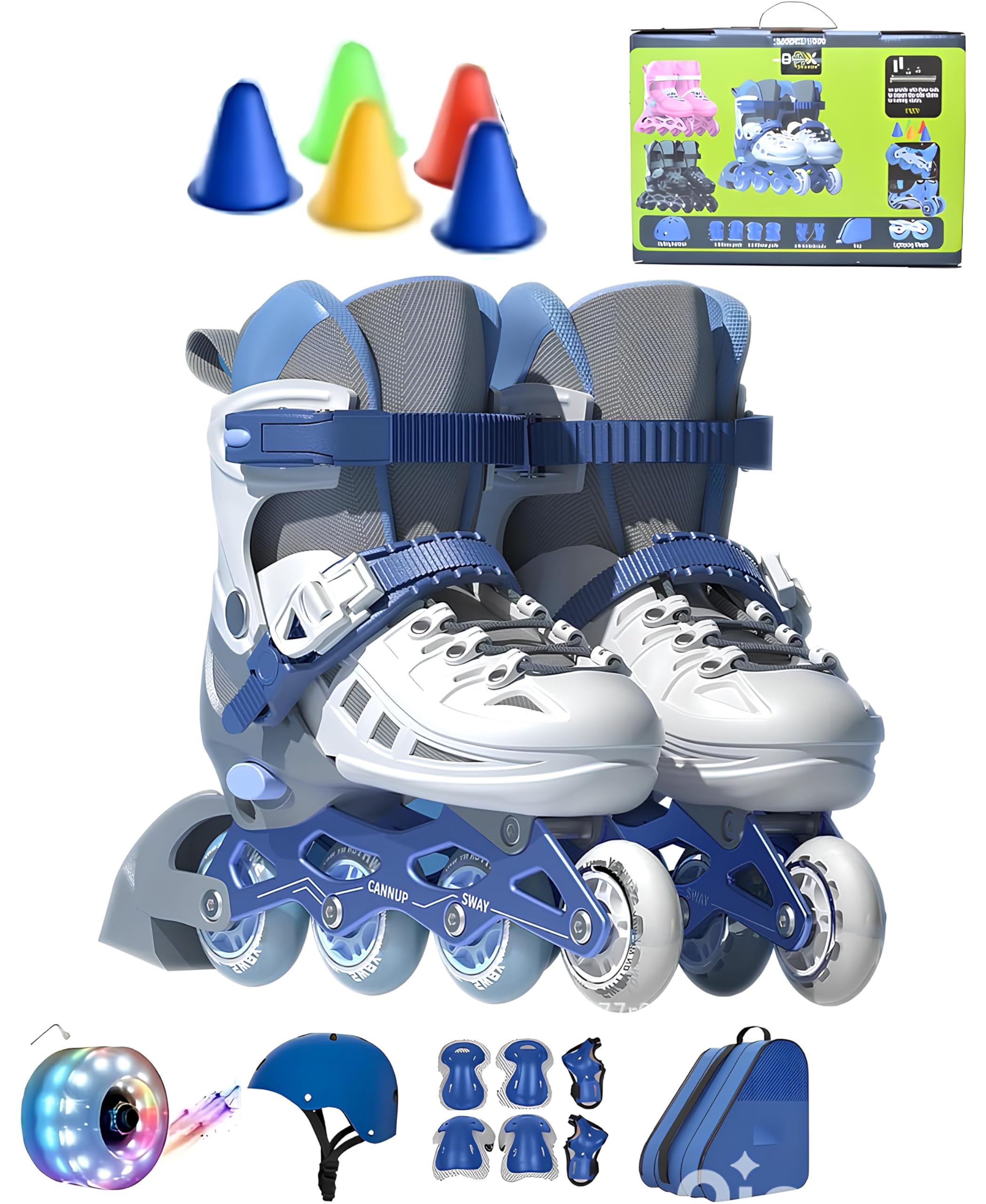 Roller Skates for Kids Adjustable with Light Up Wheels, Fun Illuminating for Boys Girls, Rollerskates for Kids Beginners, Suitable for Indoor Outdoor