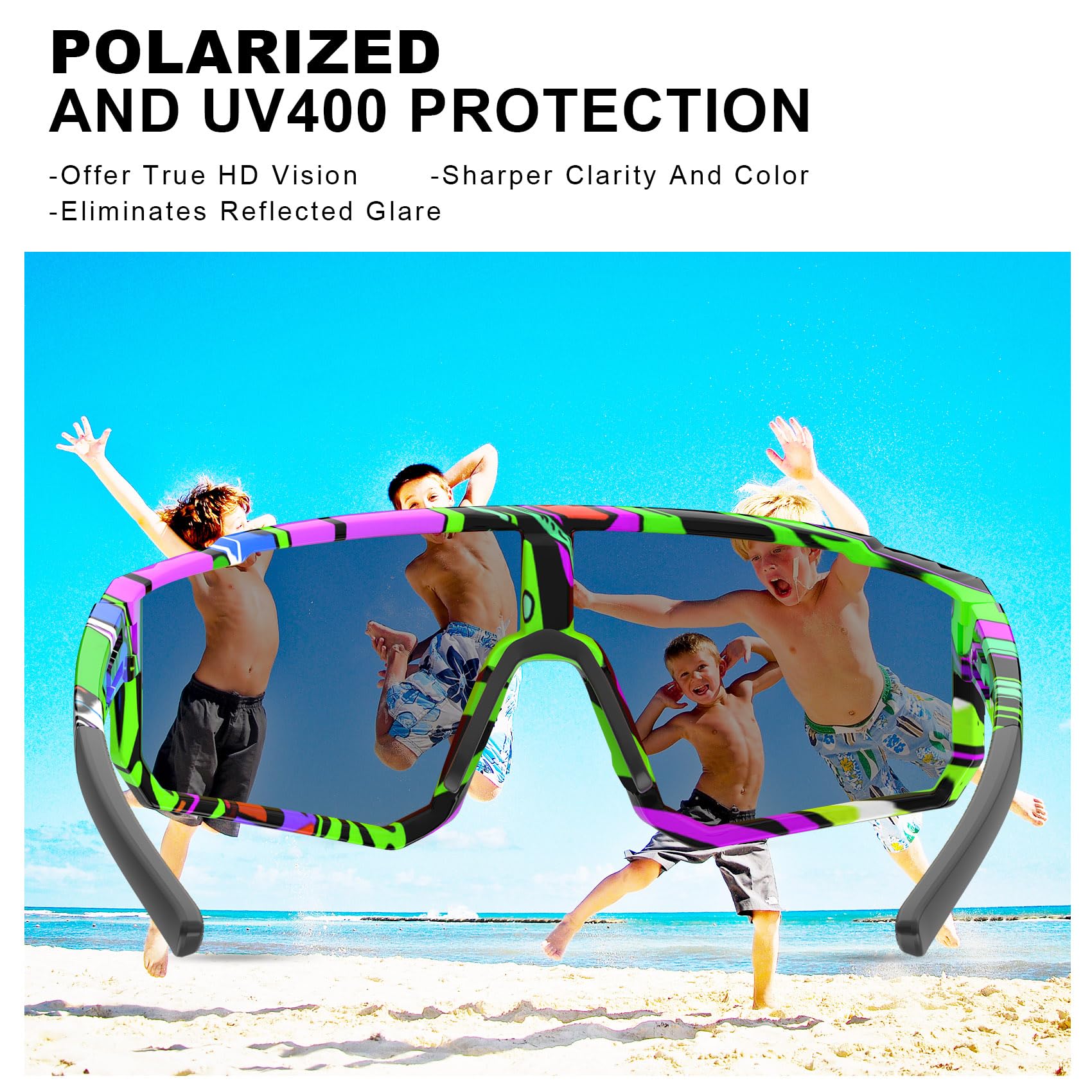 Gafas de sol de béisbol juveniles, gafas de sol deportivas polarizadas para niños, gafas de protección UV400 para niños y niñas, sóftbol y ciclismo
