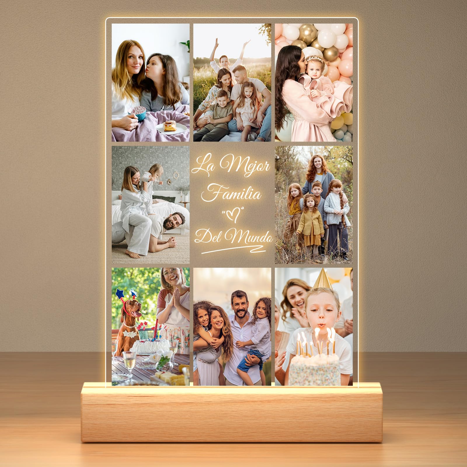 Jkolalin Cuadro Personalizado con Foto, Lampara Personalizada con Foto, Marco de Fotos Personalizado, Regalos Personalizados para Mujer, Hombre, Mama, Papa, Familia, Amigas, Bebes, Niños