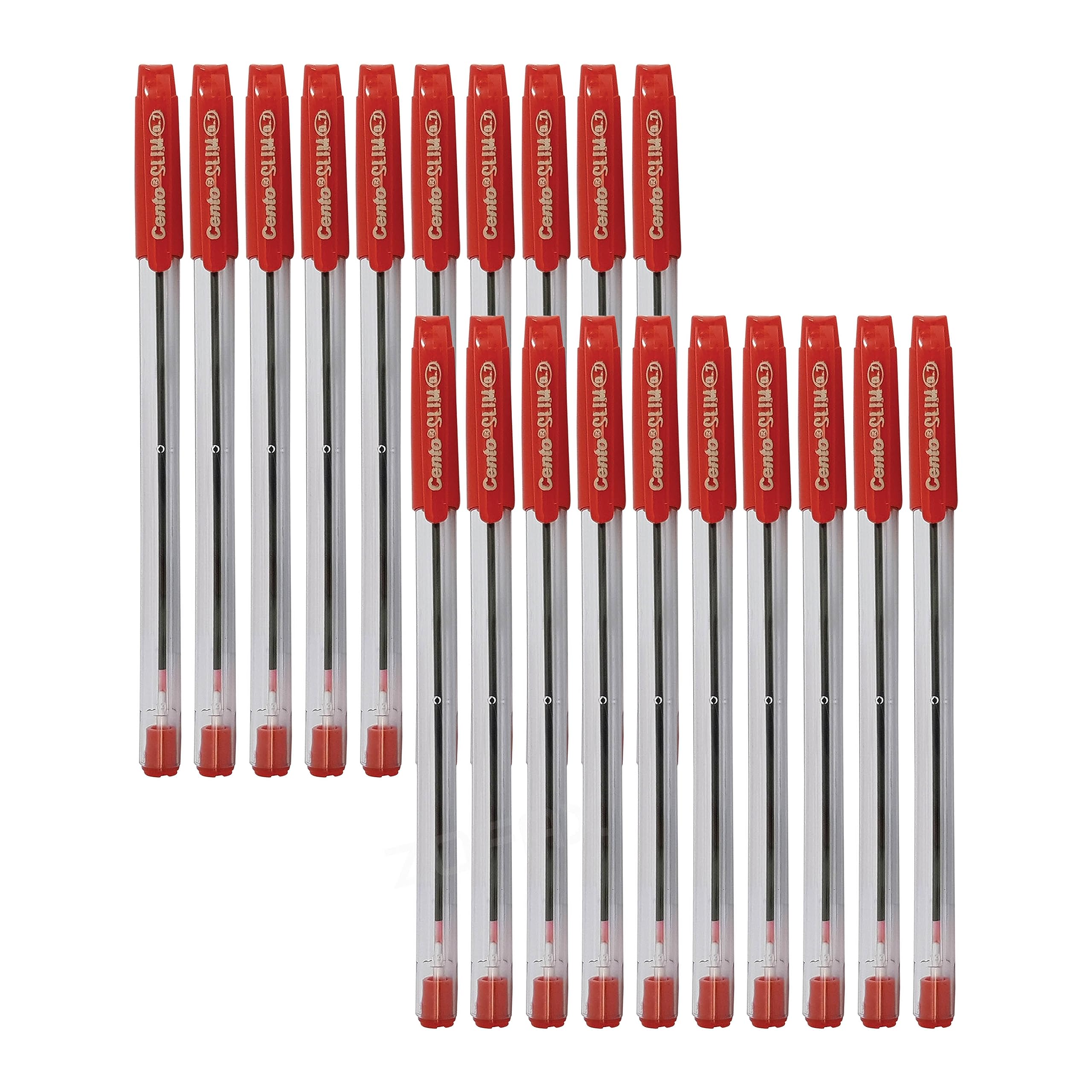 Slim Ballpoint Pens, RED, Pack of 20, Fine Point (0.7mm), Smooth Writing Biro Ball Pens, Ultra-Glide Smooth Ink - Image 3