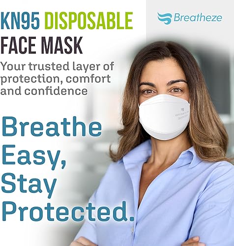 Miniatura 18 de Breatheze KN95 Face Masks Made in USA - Face Masks Disposable KN95 Mask - FDA Registered Masks Adulto 50 Pack Blanco