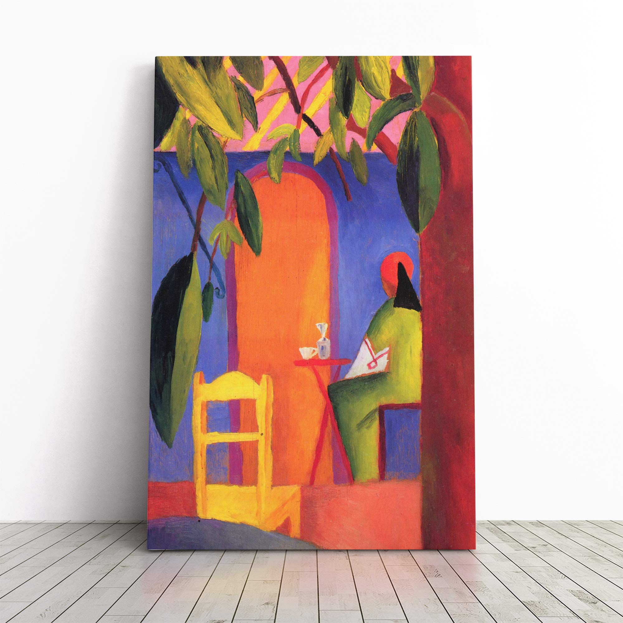 August Macke Turkish Cafe Canvas Print | Gallery Wrapped 30mm Frame Wall Art | 24x16 inches | Ready to Hang | Modern Picture | Living Room Bedroom Lounge Office