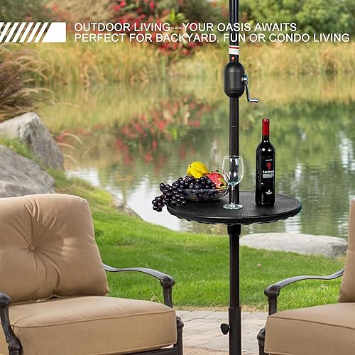 Miniatura 2 de Sundale Outdoor Mesa de sombrilla ajustable, bandeja de mesa redonda portátil con agujero para paraguas, para playa, patio, jardín, piscina, 20