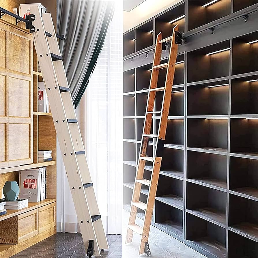 CHEMYO Rolling Ladder Hardware Library Sliding Ladder Hardware Kit Round Track/Rail(No Ladder), With Floor Roller Wheels, 3.3ft-20ft Round Tube Mobile Ladder Tracks (Size : 3.3ft/100cm Track Kit