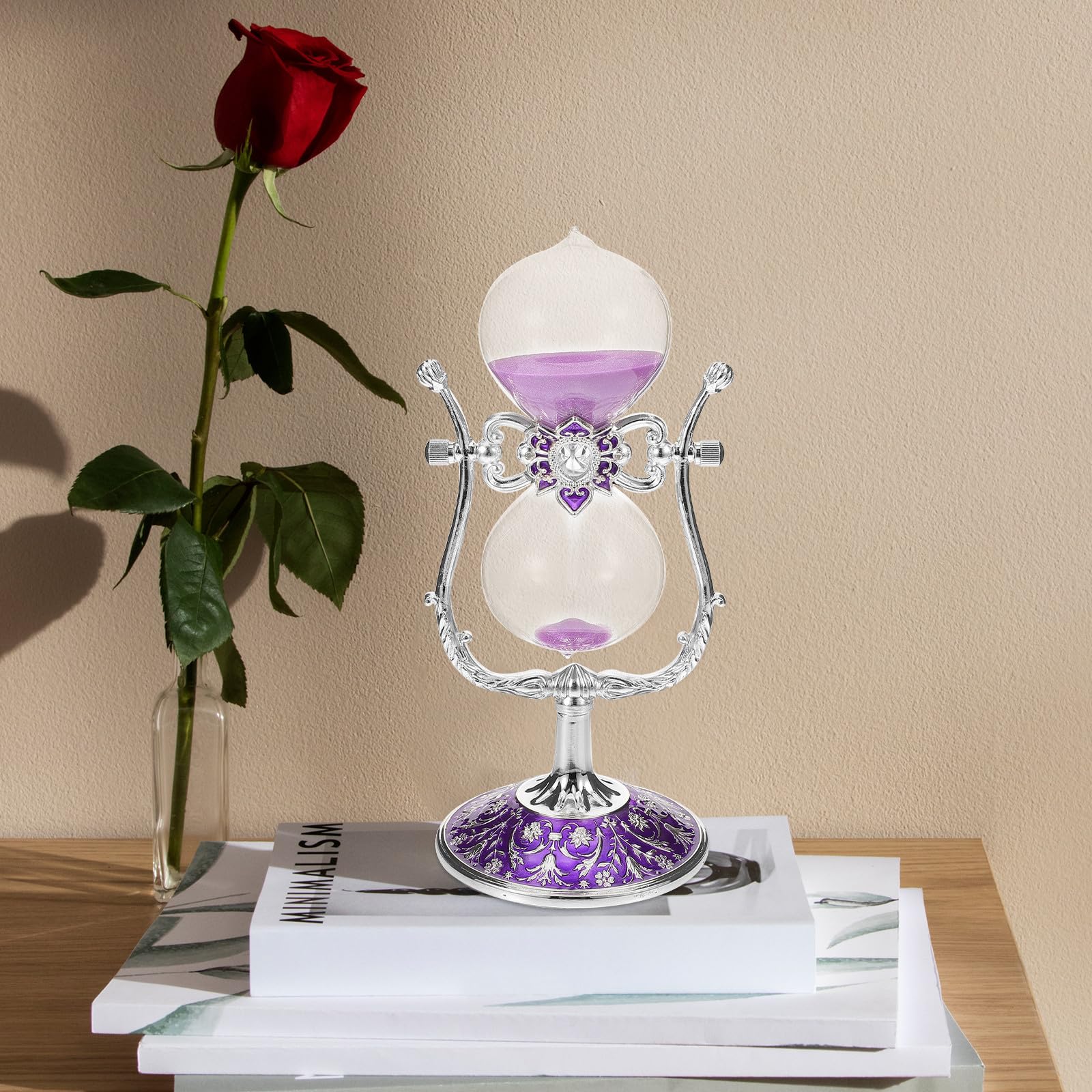 Uonlytech Reloj de Arena Decorativo de Metal y Vidrio para Oficina Diseño Creativo y Elegante Adecuado para Decoración de Escritorio y Obsequio