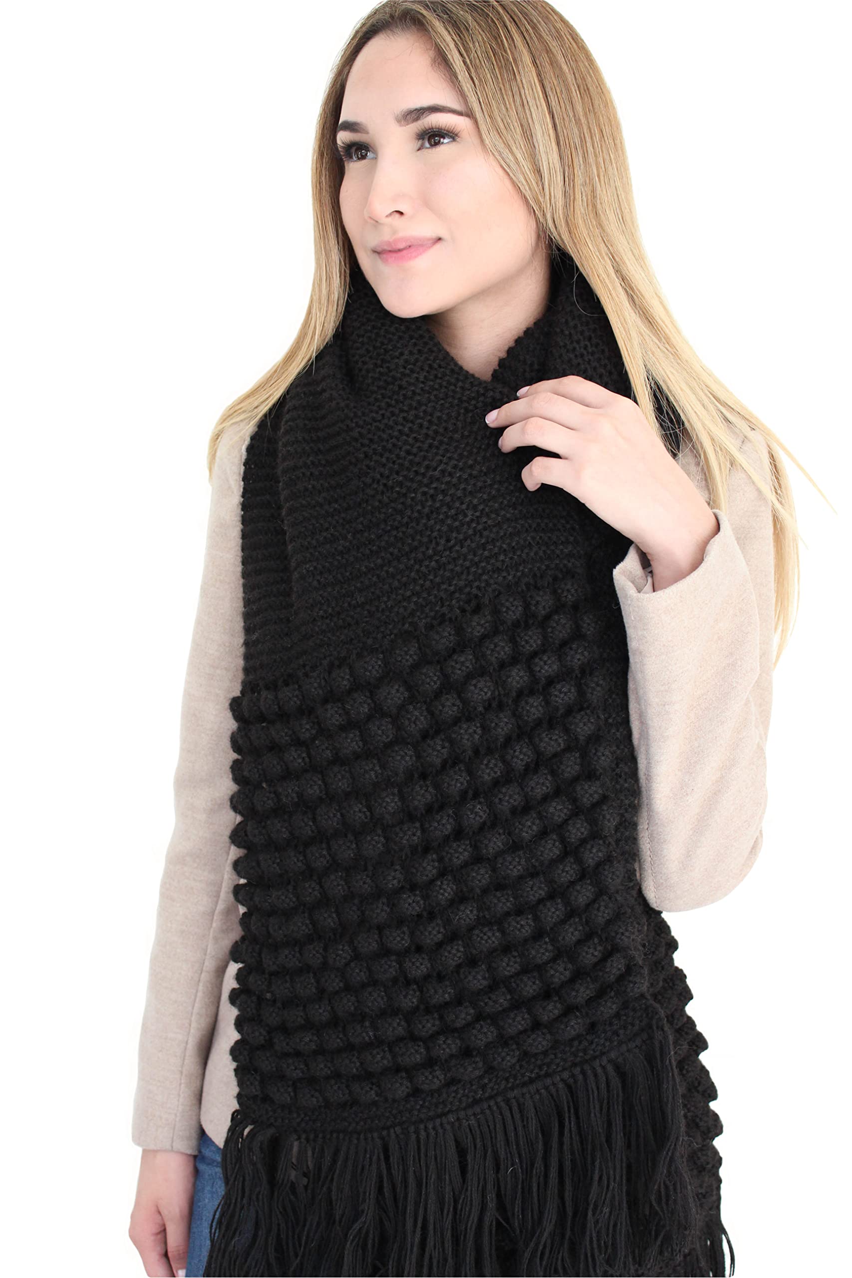 Knitted by Hand Pure Alpaca Masterpiece Scarf - Extra Large. Design Name: Charlotte (Ships from France)