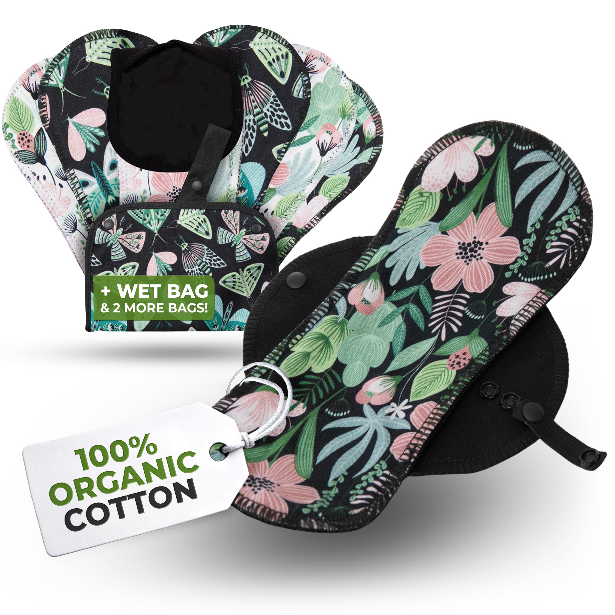 Natissy Bio-Baumwolle Slipeinlagen für Frauen und Teenager, Waschbar, Weich, Atmungsaktiv, Hautfreundlich und Wiederverwendbar - 7er-Set Größe M - Made in EU