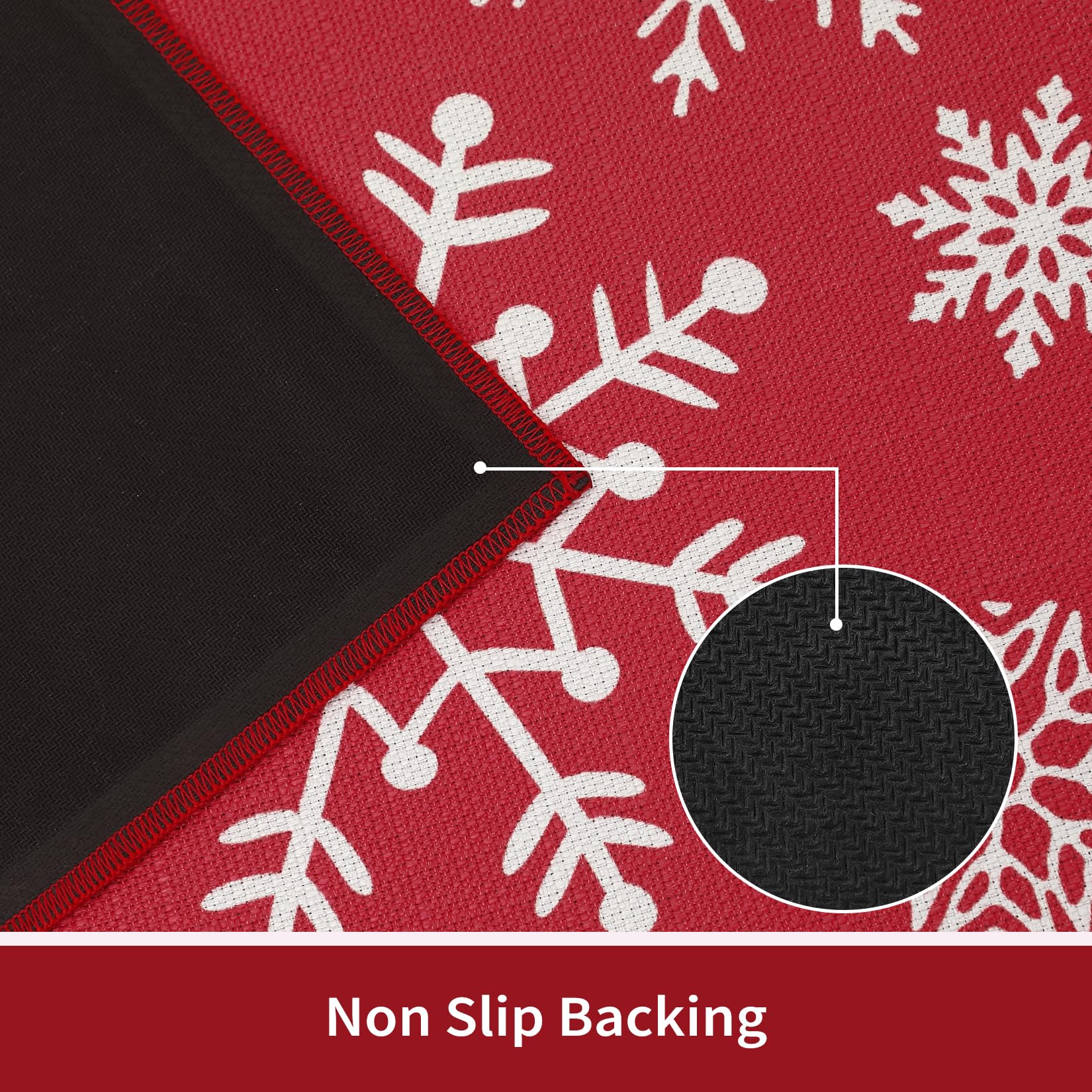 CAROMIO Christmas Kitchen Runners Mats 40x60 + 40x120 cm Kitchen Rugs Washable 2 Pieces Rubber Backing Non Slip Floor Mats for Kitchen Hallway Christmas Rug Carpets White Printed Snowflakes - Image 3