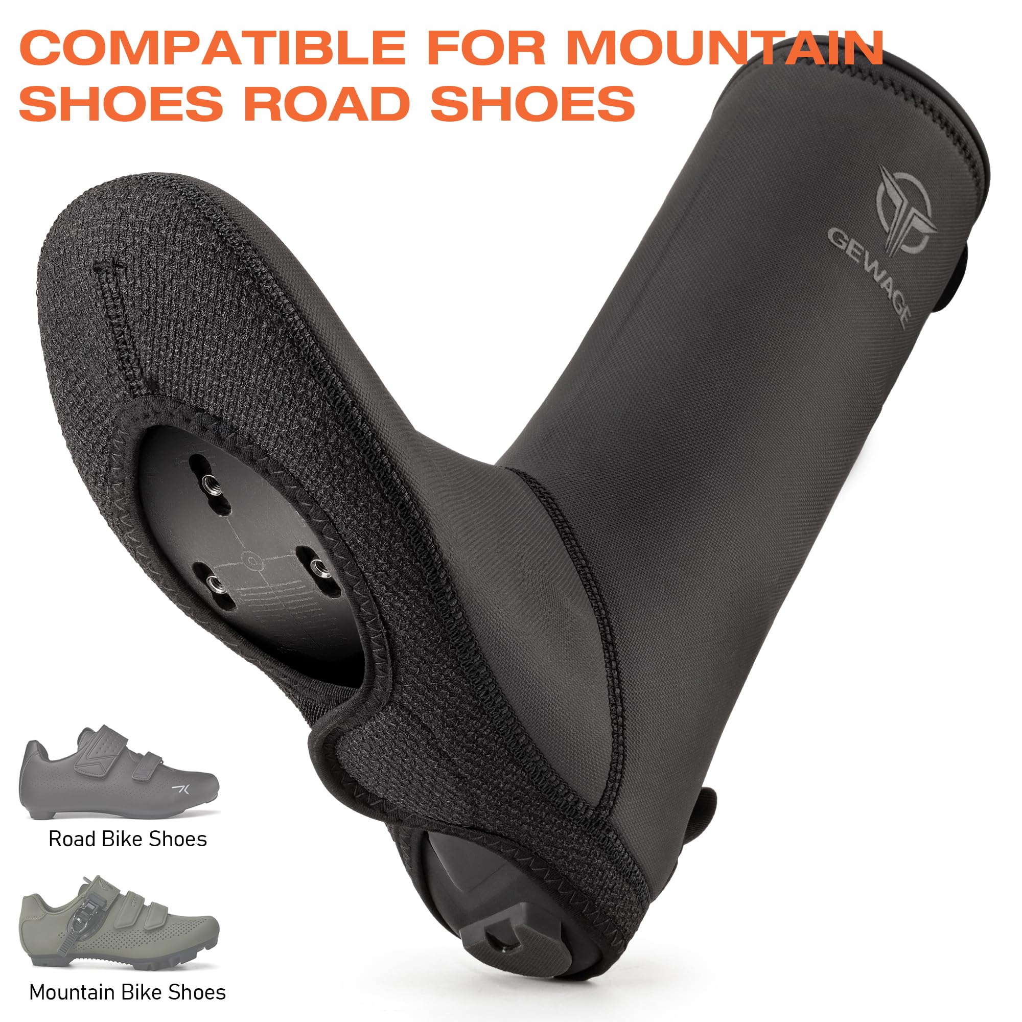 GEWAGEA Sovrascarpe Termiche Impermeabili per Bici Inverno | Hydrotec Neoprene 4 mm con Suola Kevlar, Antivento e Idrorepellente, Riflettenti | Sovrascarpe Bici S–XL