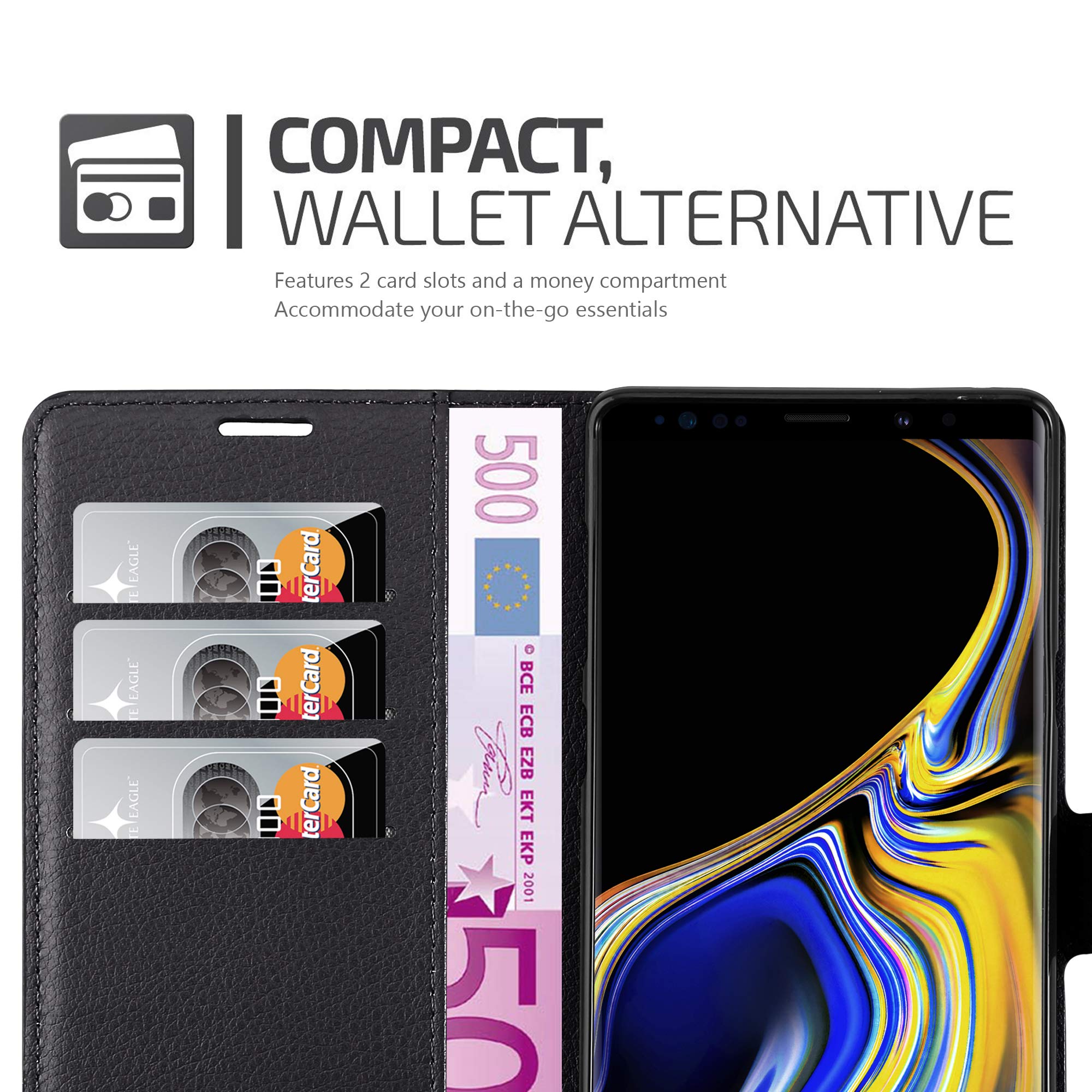 Cadorabo Custodia Libro per Xiaomi RedMi Note 5A in Nero Carbone - con Vani di Carte, Funzione Stand e Chiusura Magnetica - Portafoglio Cover Case Wallet Book Etui Protezione