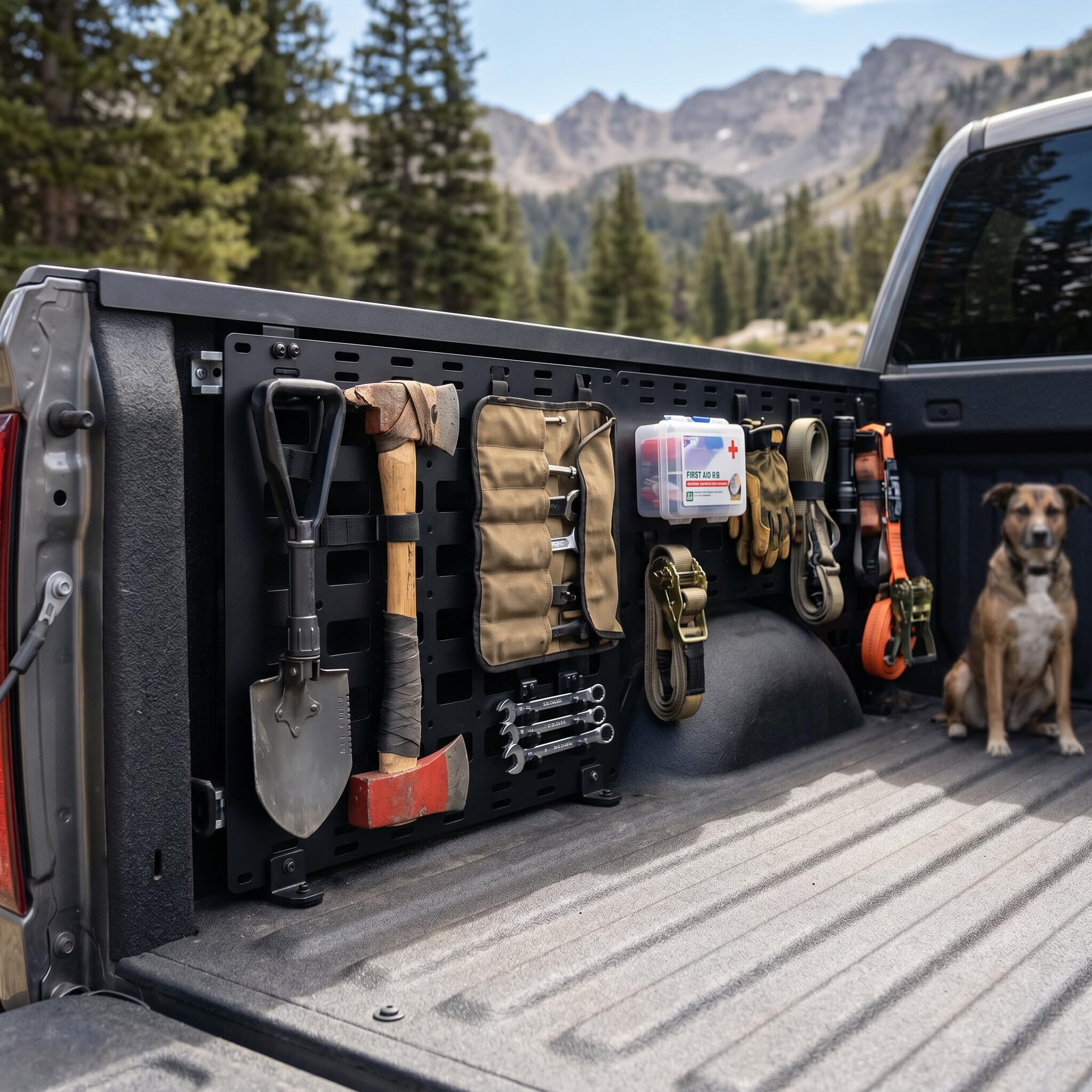 Fafeicy Aluminum Alloy Lochwand 800x600x2mm Molle Panel für LKW | Rostfrei, Mit vielen Bohrungen, Befestigungsfußbolzen, L-Schienen-Befestigung für Dach/Seite, Robust und langlebig