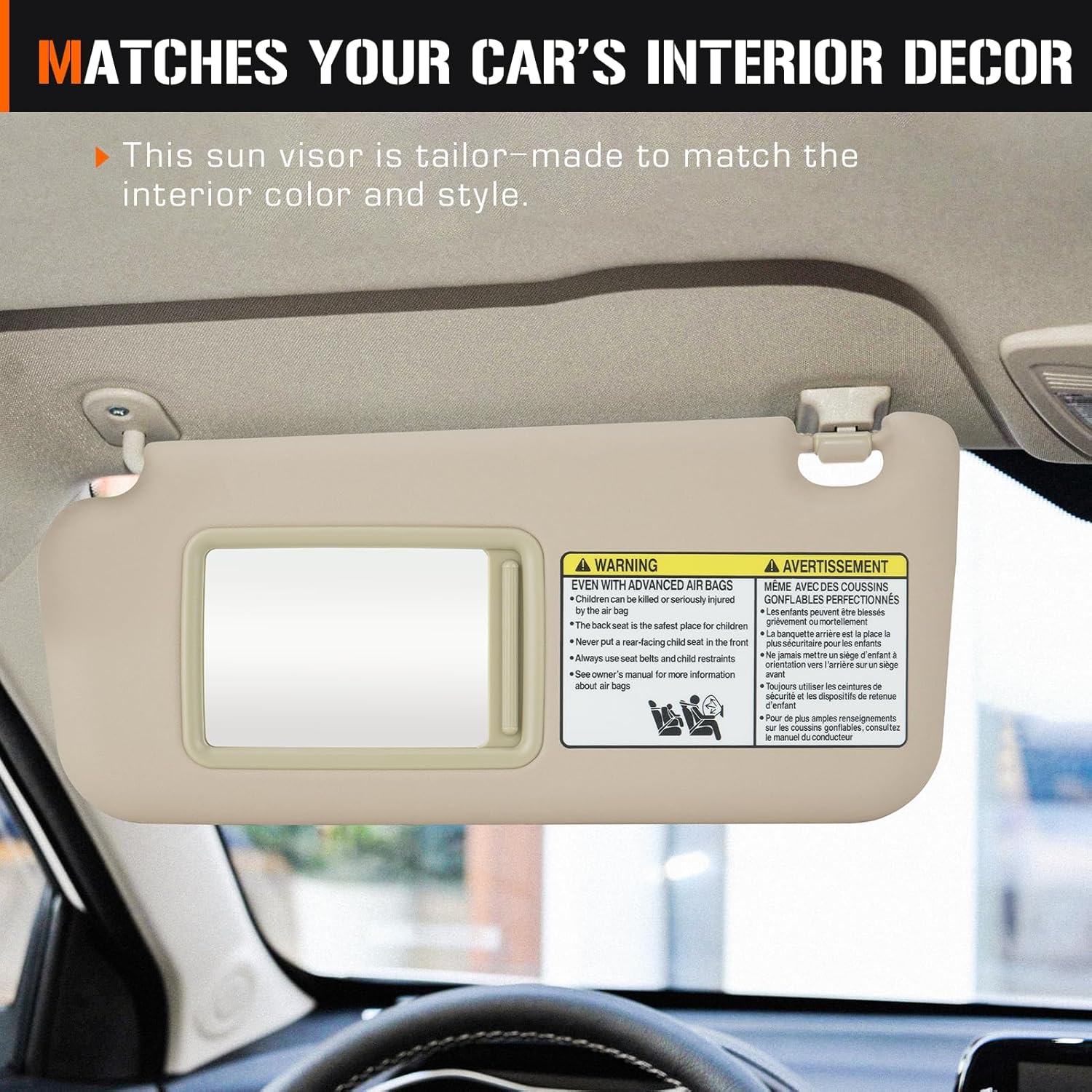 Left Driver Side Beige Sun Visor for 2006-2013 Toyota RAV4, Sunvisor with Vanity Light Replacement 74320-42501-B2