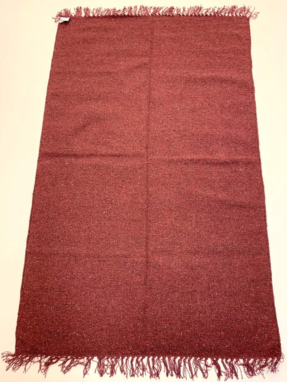 Eco friendly Plain Burgundy Red Handmade Recycled Cotton Rich Durrie Rug (XL 180x245cm - (6'x8'))