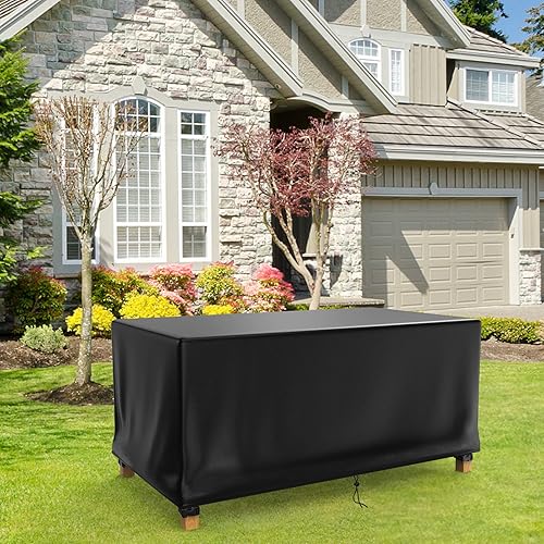Miniatura 7 de Mantel para mesa de patio 100  impermeable 64 x 45 x 28 pulgadas rectangular para muebles de comedor mesas de café sillas y sofás color negro
