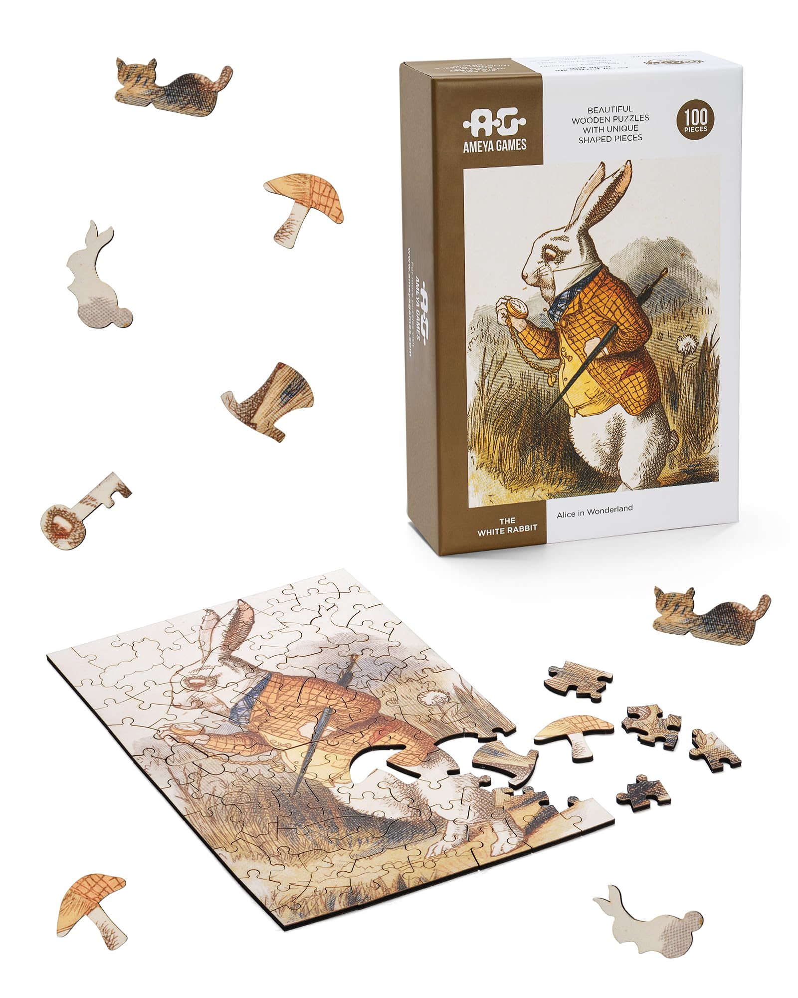 Buy The White Rabbit Themed Wooden Jigsaw Puzzle-100 Piece