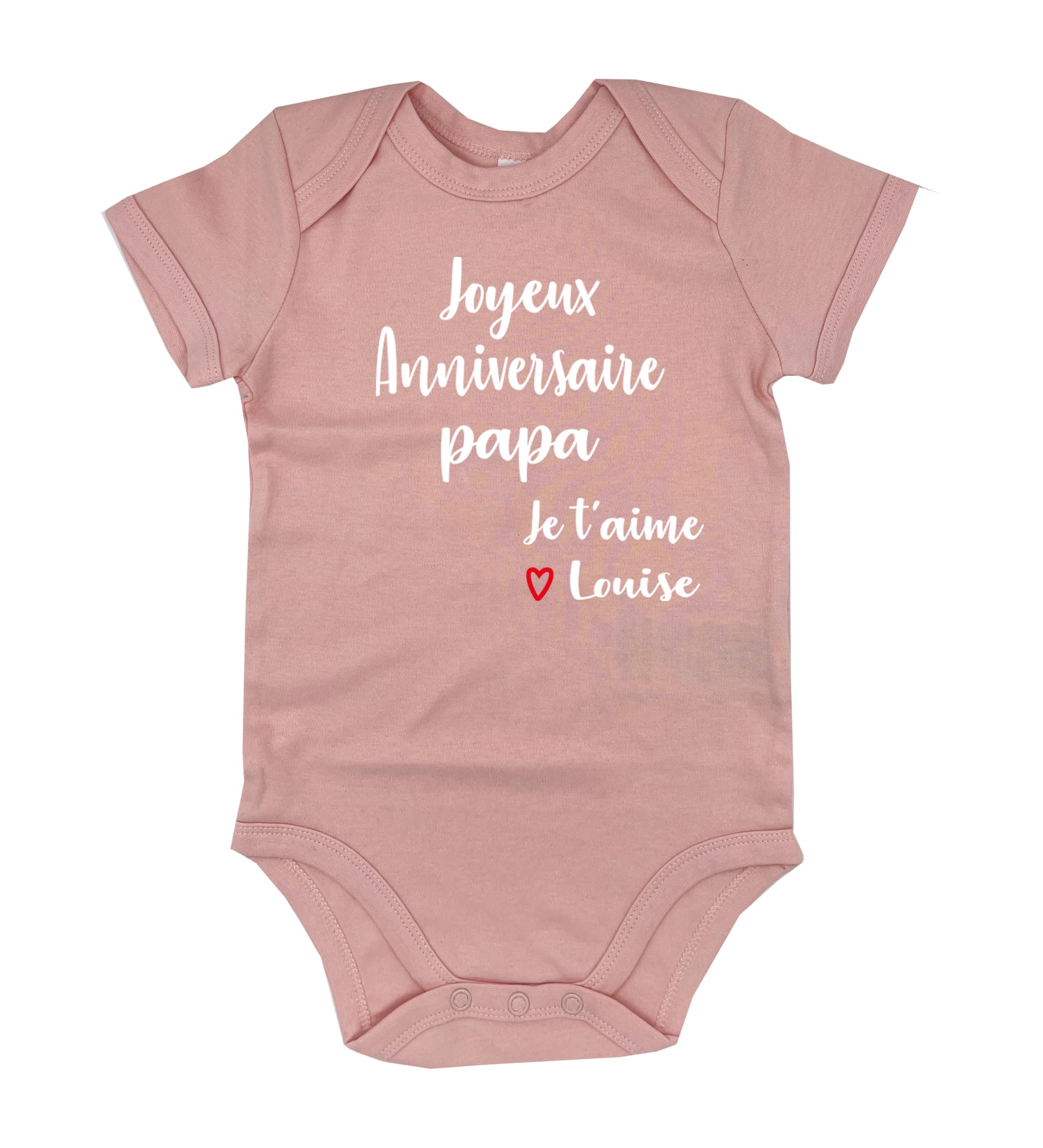 DSTNY Body Bébé Joyeux Anniversaire Papa Je t'aime + prénom à personnsaliser vêtement pour bébé