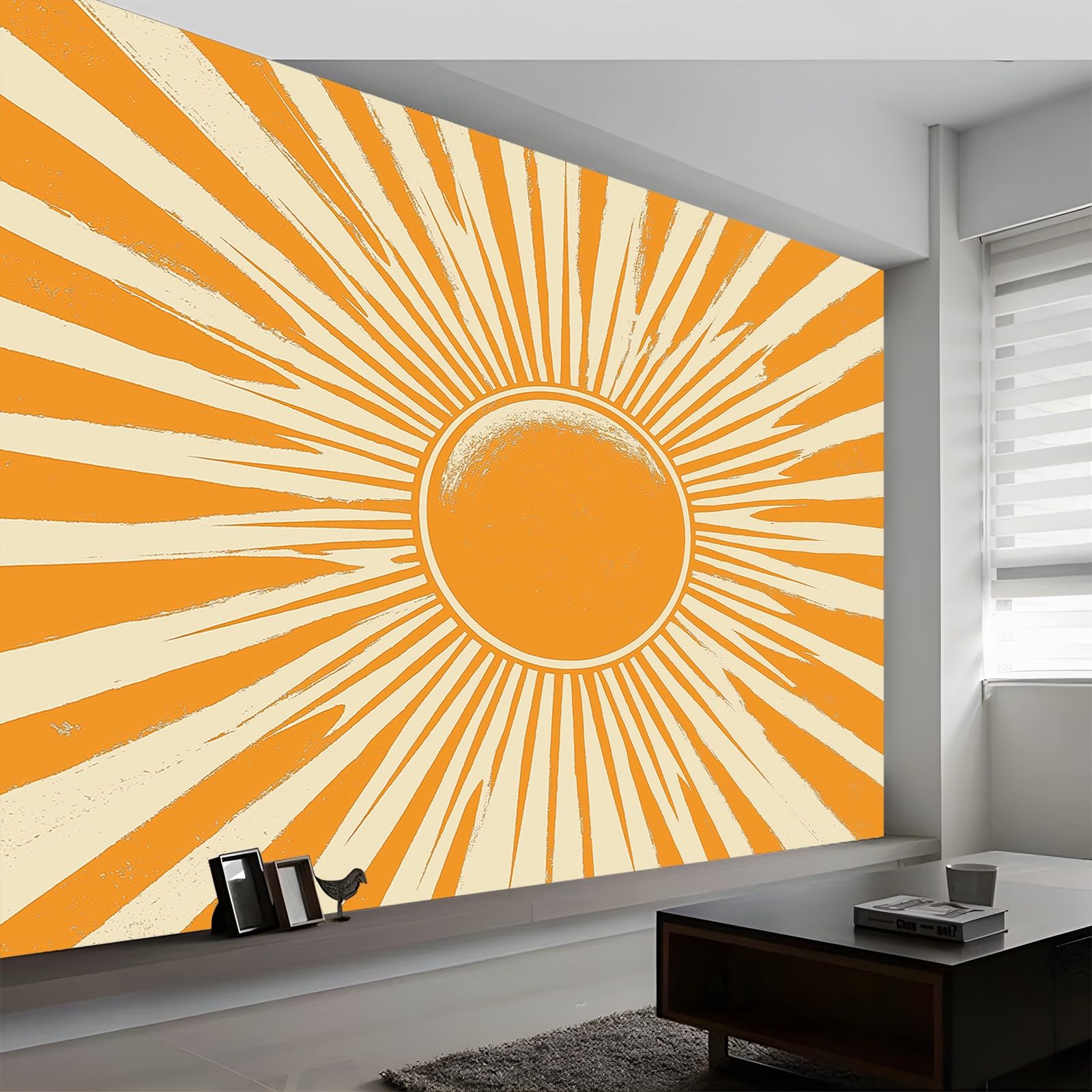 Tapeta 350 x 256 cm Promienie Słońca Vintage Złoty Malowany Tapety Na Fototapety Sypialnia Salon