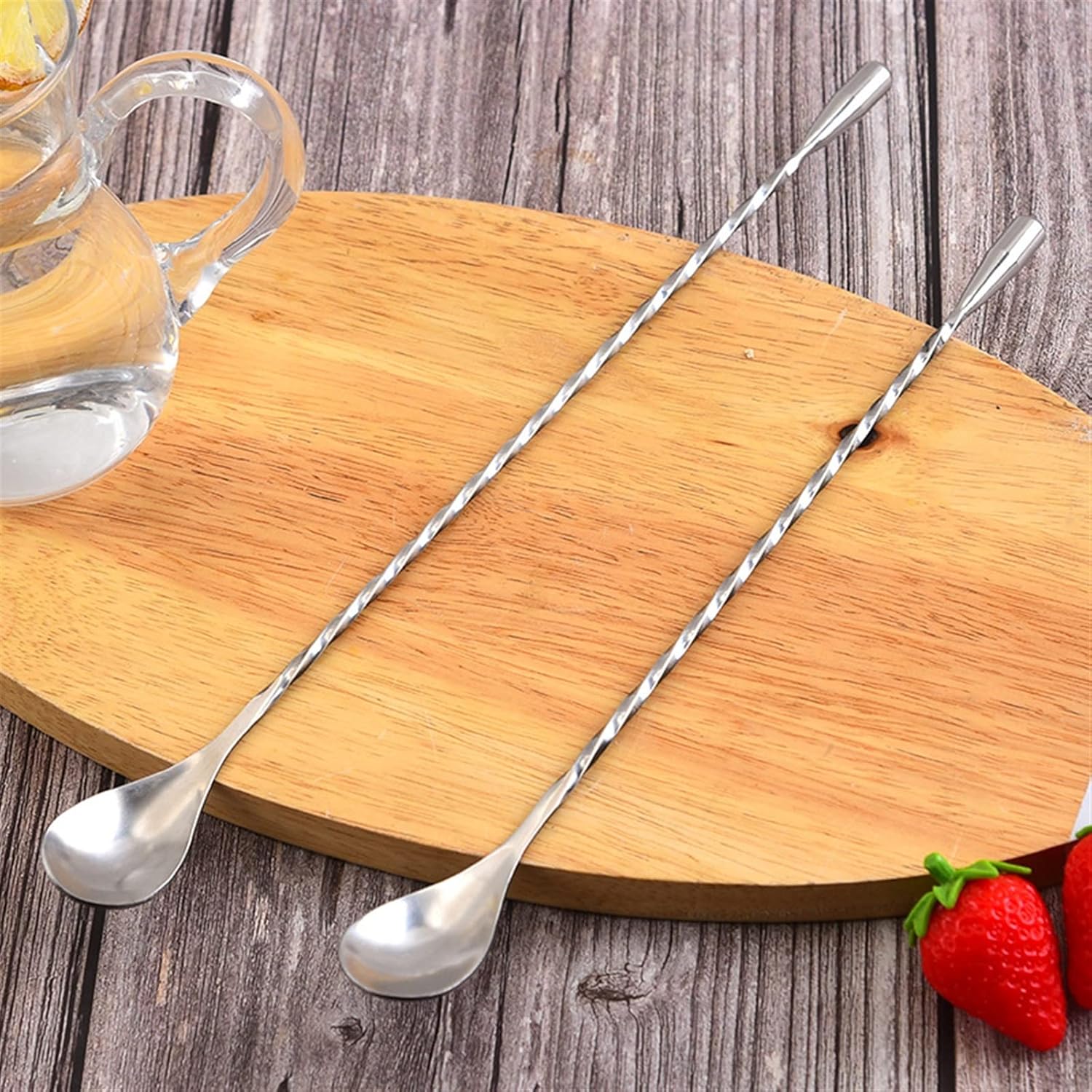 Coffee Scoops Stainless Steel Spoon Thread Bar Spoons Coffee Milk Tea Stir Cocktail Wine Mixing Stick Comfortable Long Handle