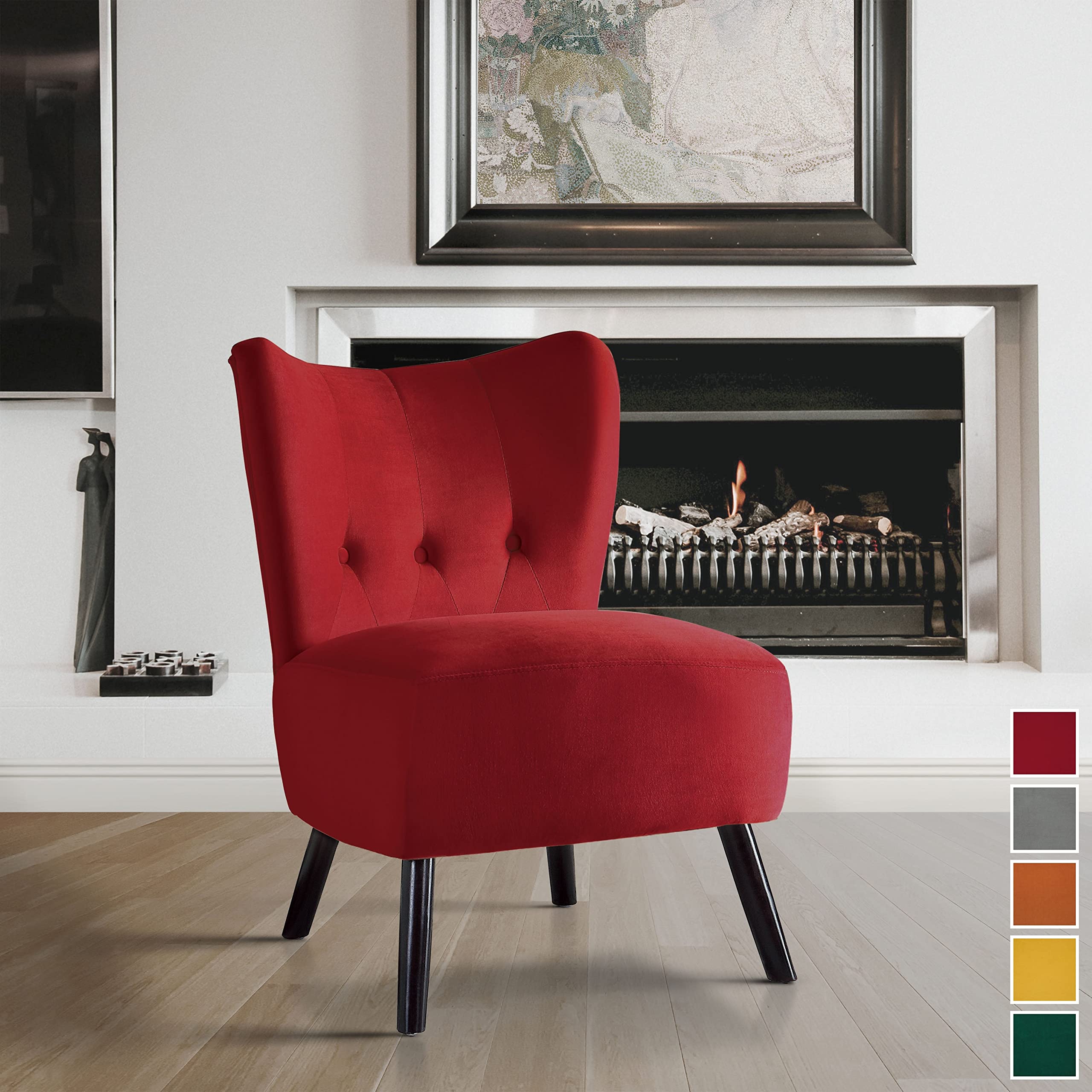 LSGF Morden Design Lapix Button Tufted Cushion Accent Chair Arm Chair Single Sofa Chair Sofa Set for Small Apartments, Living Room or Bedroom (1 Chair, Maroon)