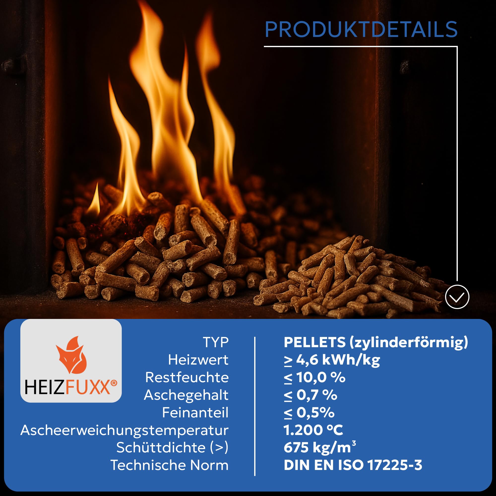 HEIZFUXX Holzpellets Blue 6mm ENplusA1-975kg (65 x 15kg) - Weichholz