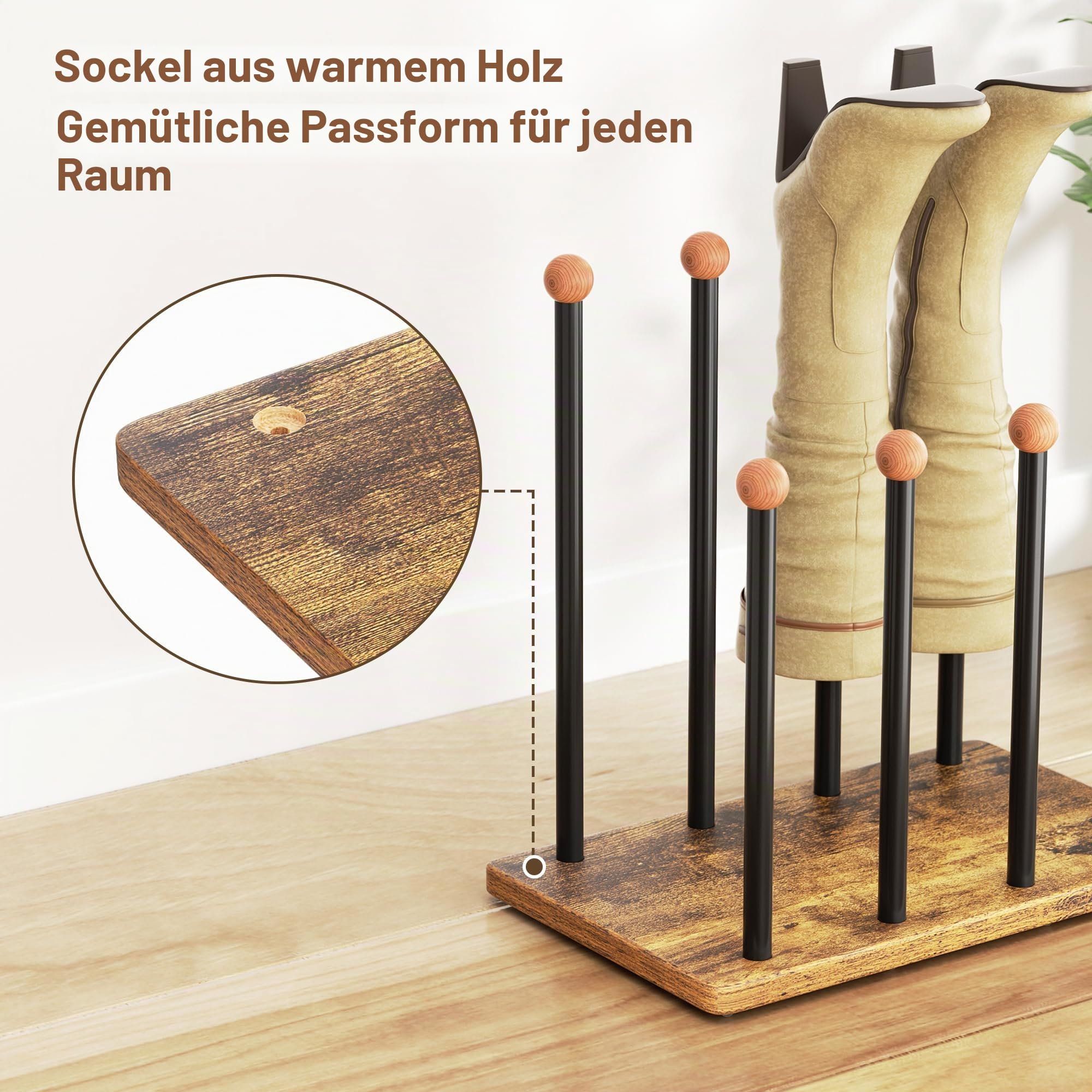 pickpiff Schuhregal 8 Paar Shoe Rack Platzsparend Schuhablage Holz Basis Schuhregal Klein Schwarz mit Zedernholzkugeln