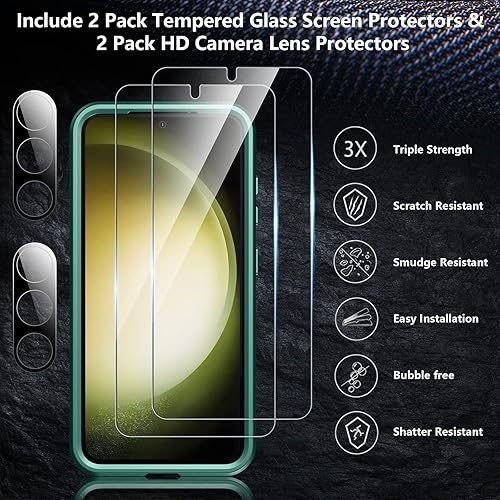 Miniatura 5 de SPIDERCASE Funda diseñada para Samsung Galaxy S23, protección contra caídas de grado militar de 10 pies, paquete de 2 protector de pantalla de