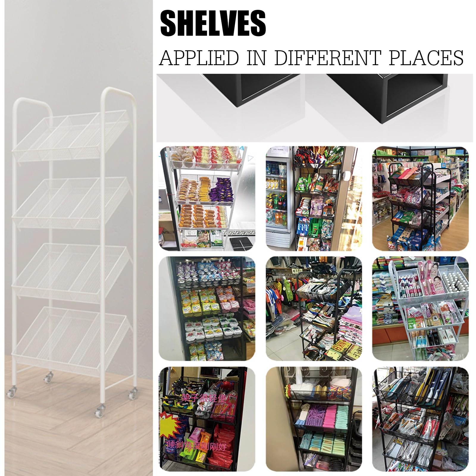 E&YのDISPLAY SHELVES Display Rack, Organizer, with Wheels & Hooks Multifunctional