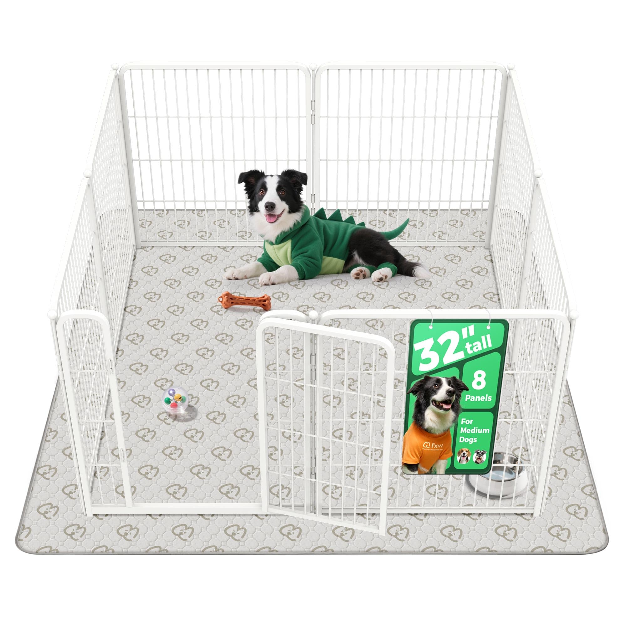 FXW Homeplus Indoor Dog Playpen with Washable Pee Pad, 32" H, 8 Panels