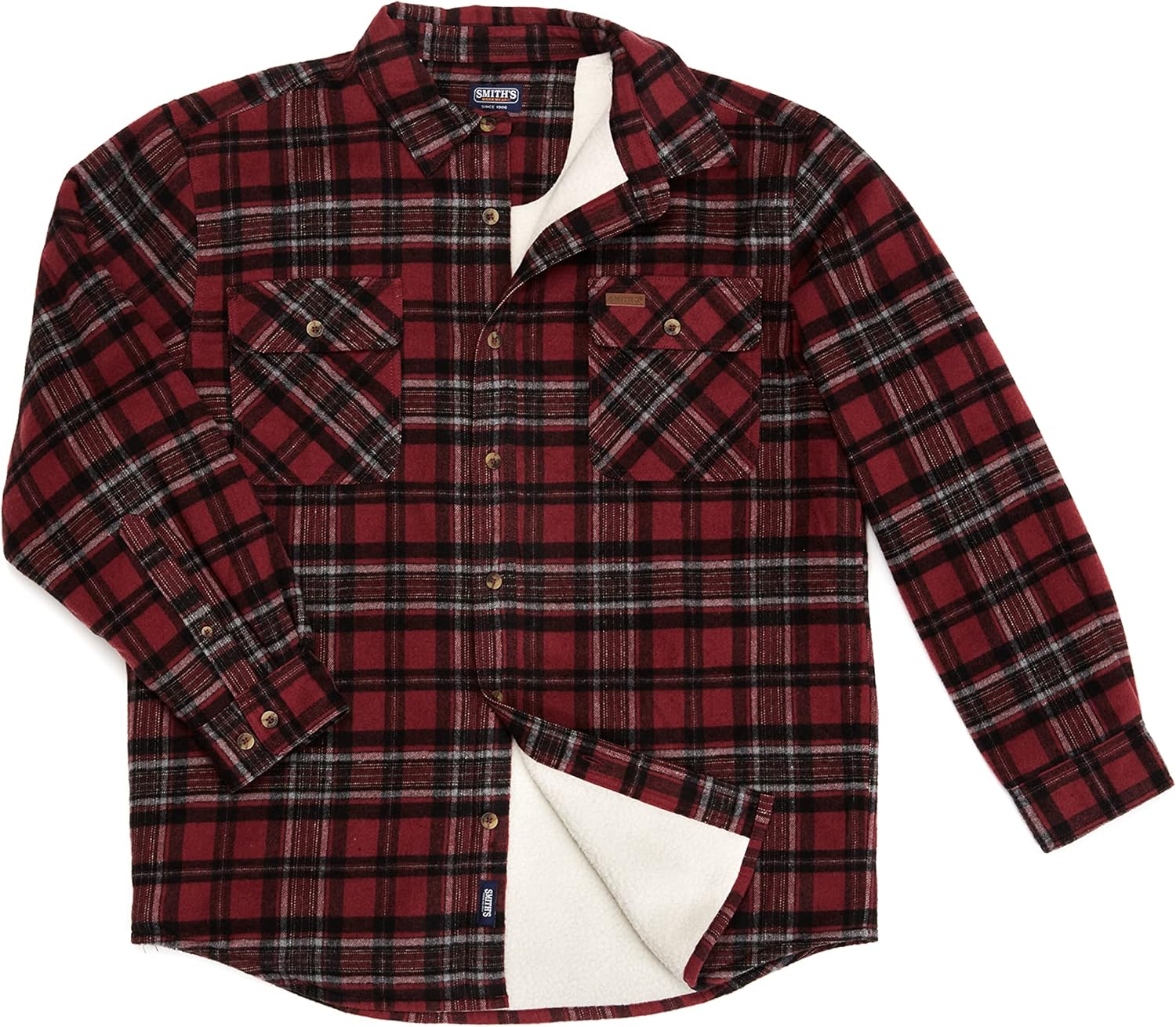 Smith's Workwear Men's Sherpa Lined Cotton Flannel Shirt Jacket - Image 5