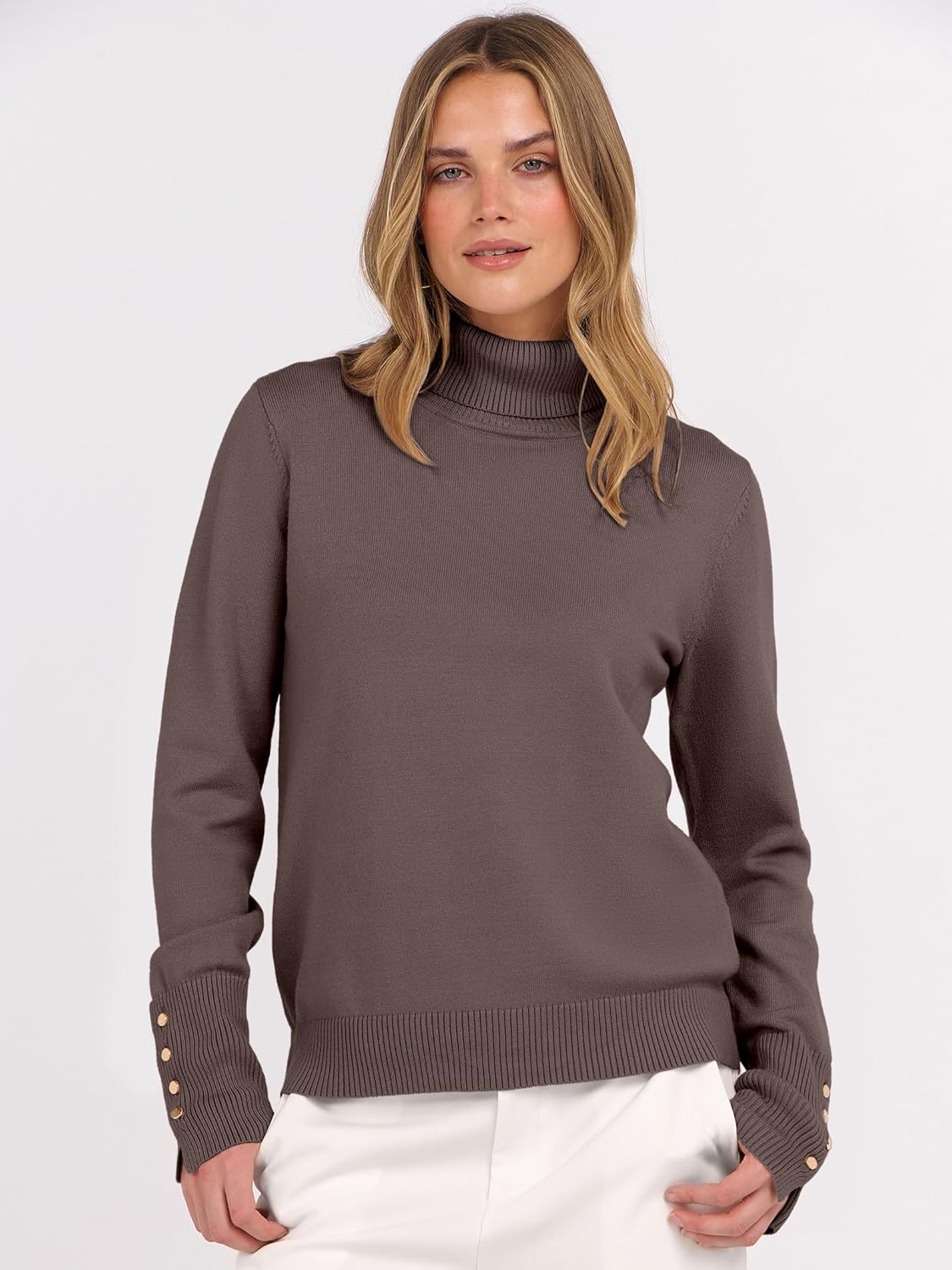 ANRABESS Turtleneck Sweaters for Women Long Sleeve Dressy Casual Soft Knitted Button Pullover Tops 2025 Fall Winter Clothes - Image 7