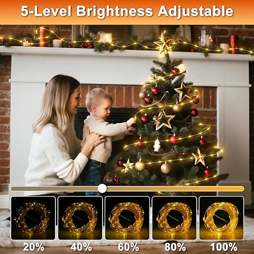 Miniatura 5 de Guirnalda de 120 luces LED de 39.4 pies, funciona con pilas, 6 paquetes de 6.56 pies, 16 colores, guirnalda de luces con control remoto, luces