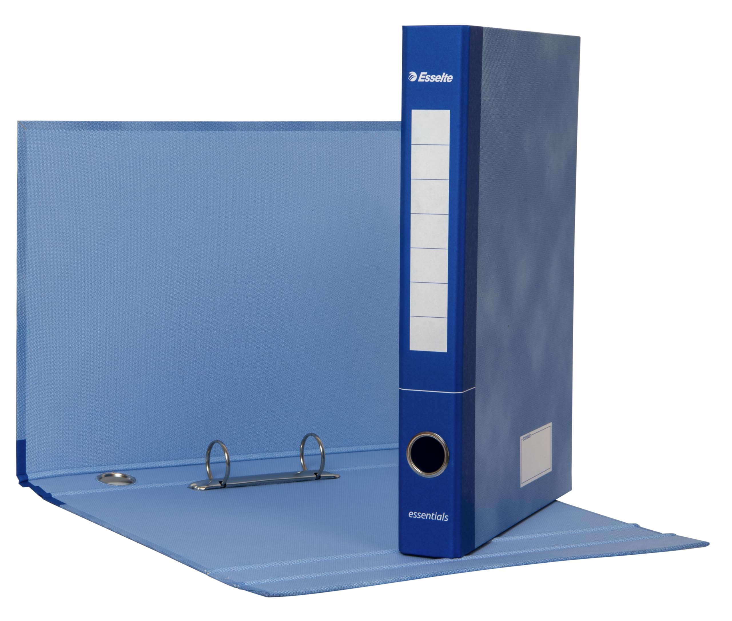 Esselte ESSENTIALS, 6 Raccoglitori 2 anelli tondi con etichetta, Raccogli documenti A4 con lembo di chiusura aggiuntivo, Foro di presa, 25 x 33 cm, Dorso 4 cm, Assortito Blu Rosso Verde, 391965000