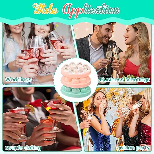 Miniatura 6 de Hsei 2 moldes de hielo de rosas 3D de 1.4 pulgadas, bandejas de silicona para cubitos de hielo, molde de silicona rosa para congelador, whisky,