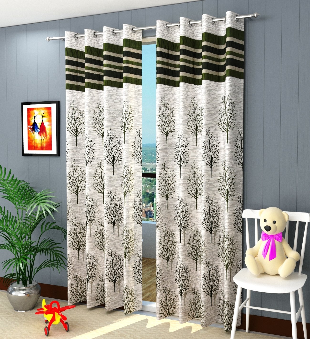 Buy Homefab India Pack of 2 Jacquard Room Darkening Modern Jute