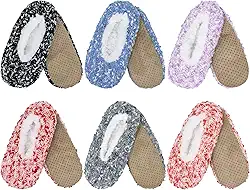 Pantufas felpudas confortáveis de microfibra super macias para adultos e meias forradas antiderrapantes