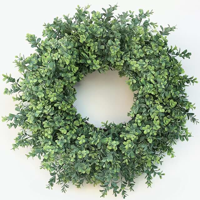 26'' Large Boxwood Wreath for Front Door, Porch, Window- Artificial Boxw...