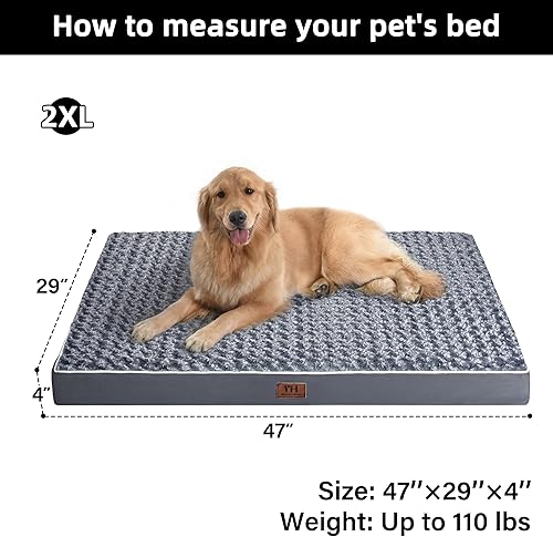 Miniatura 6 de WESTERN HOME WH Cama grande para perros extragrandes, grandes, gigantes, enormes, cama ortopédica para mascotas, colchón impermeable con funda
