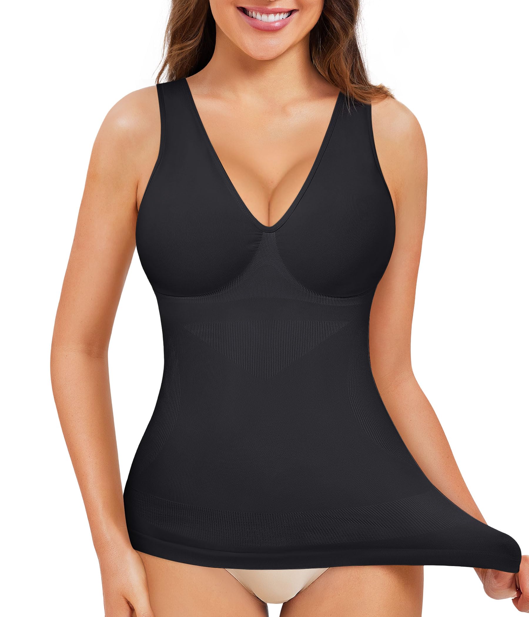 Nebility Shapewear Tummy Control Tank Tops for Women Compression Camisole Tanks V-Neck Cami Shirts Top