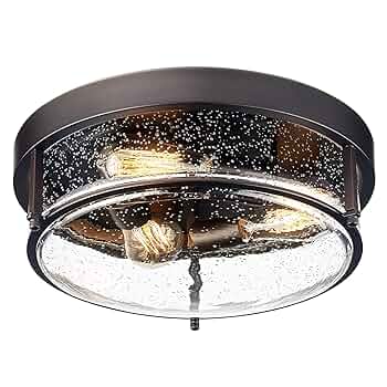 ゆぅ zeyu 3-Light Flush Mount Ceiling Light, 15 Inch Farmhouse
